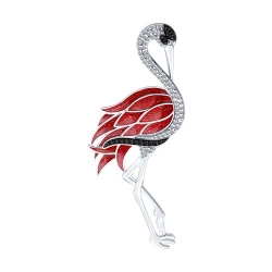 Broșă din argint  cu pietre Cubic Zirconia Incolor, Cubic Zirconia Negru și Emailare