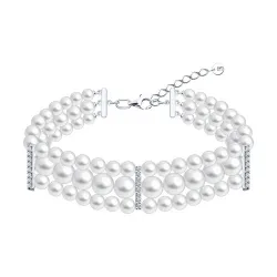 Brățară din argint cu Cubic Zirconia Incolor, Perla Imit.