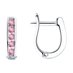 Cercei din argint  cu pietre Cubic Zirconia Roz