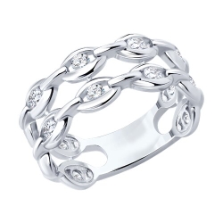 Кольцо из серебра с камнями Фианит