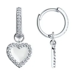 Cercei Creole din argint cu Cubic Zirconia Incolor, Emailare