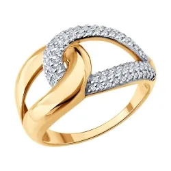 Inel din aur roșu cu Cubic Zirconia Incolor
