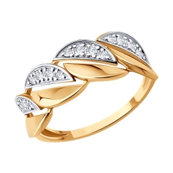 Inel din aur roșu cu pietre Cubic Zirconia Incolor