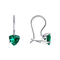 Cercei p-u copii din argint  cu pietre Cubic Zirconia Verde