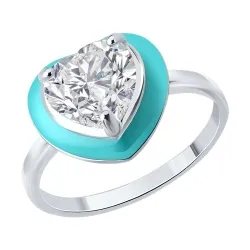 Inel din argint cu Cubic Zirconia Incolor, Emailare