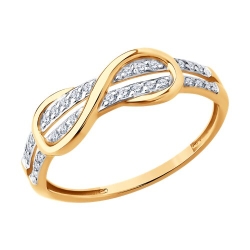 Inel din aur roșu cu pietre Cubic Zirconia Incolor