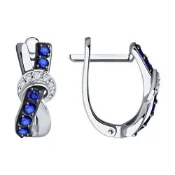 Cercei din aur alb cu Diamant, Safir