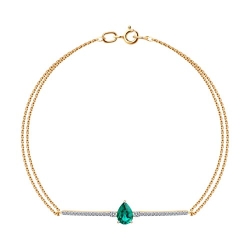 Brățară din aur roșu cu pietre Diamant crescut, Smarald Hidrotermal