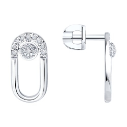 Cercei Pusete din aur alb cu pietre Diamant