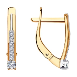 Cercei din aur roșu cu pietre Cubic Zirconia Incolor