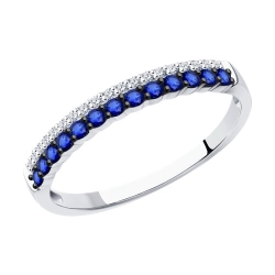 Inel din aur alb cu pietre Diamant, Safir