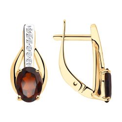 Cercei din aur roșu cu pietre Cubic Zirconia Incolor, Granat