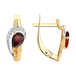 Cercei din aur roșu cu pietre Cubic Zirconia Incolor, Granat