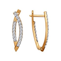 Cercei din aur roșu cu pietre Cubic Zirconia Incolor