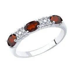 Inel din argint cu Cubic Zirconia Incolor, Granat