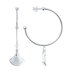 Cercei Pusete din argint  cu pietre Cubic Zirconia Incolor, Emailare
