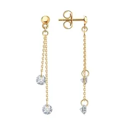 Cercei Pusete din aur roșu cu Cubic Zirconia Incolor