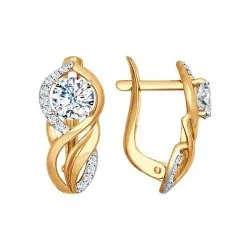 Cercei din aur roșu cu Cubic Zirconia Incolor