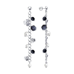 Cercei Pusete din argint  cu pietre Perla Swarovski, Sodalit