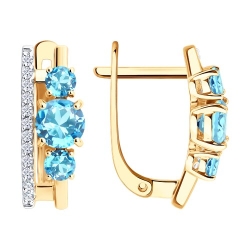 Cercei din aur roșu cu pietre Cubic Zirconia Incolor, Topaz Swiss