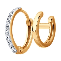 Cercel din aur roșu cu pietre Cubic Zirconia Incolor