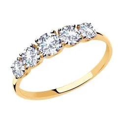 Inel din aur roșu cu Cubic Zirconia Incolor