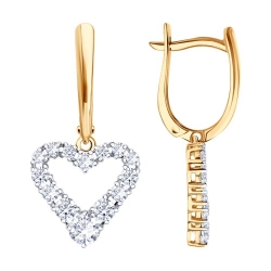 Cercei Suspendați din aur roșu cu pietre Cubic Zirconia Incolor