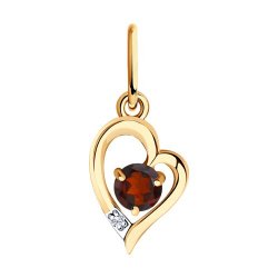 Pandantiv din aur roșu cu pietre Cubic Zirconia Incolor, Granat