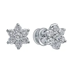 Cercei Pusete din aur alb cu Diamant