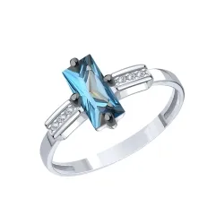 Inel din aur alb cu Cubic Zirconia Incolor, Topaz London
