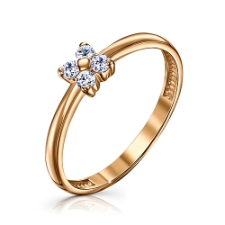 Inel din aur roșu cu pietre Cubic Zirconia Incolor