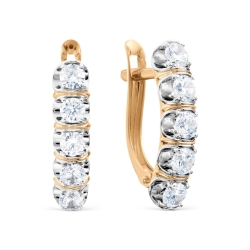 Cercei din aur roșu cu pietre Diamant