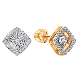 Cercei Pusete din aur roșu cu pietre Diamant