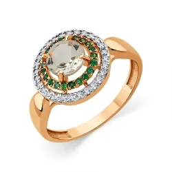 Inel din aur roșu cu Cubic Zirconia Incolor, Cubic Zirconia Verde și Prasiolit