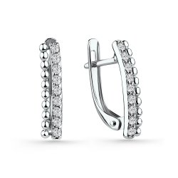 Серьги из белого золота с камнями Фианит