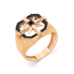 Inel din aur roșu cu pietre Cubic Zirconia Negru