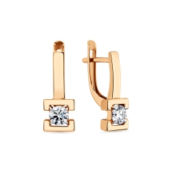 Cercei din aur roșu cu pietre Cubic Zirconia Incolor