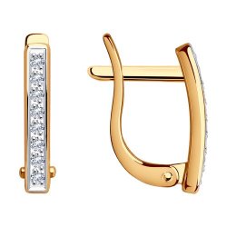 Cercei din aur roșu cu pietre Cubic Zirconia Incolor