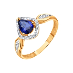 Inel din aur roșu cu pietre Diamant, Safir