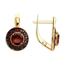 Cercei din aur roșu cu pietre Granat