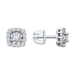 Cercei Pusete din aur alb cu Diamant