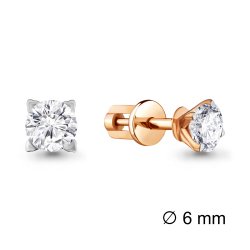 Cercei Pusete din aur roșu cu pietre Cubic Zirconia Incolor