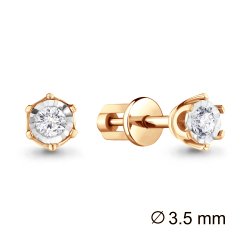 Cercei Pusete din aur roșu cu pietre Cubic Zirconia Incolor