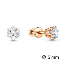 Cercei Pusete din aur roșu cu pietre Cubic Zirconia Incolor