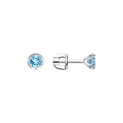 Cercei Pusete din argint  cu pietre Cubic Zirconia Albastru