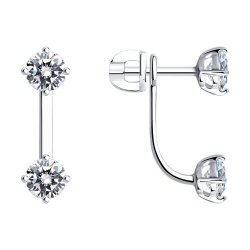 Cercei Pusete din argint  cu pietre Cubic Zirconia Incolor