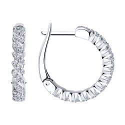 Cercei din argint  cu pietre Cubic Zirconia Incolor