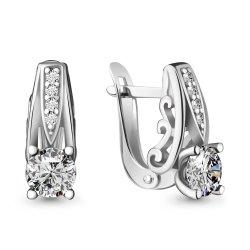 Cercei din aur alb cu pietre Cubic Zirconia Incolor