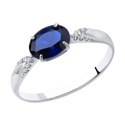 Кольцо из серебра с камнями Фианит, Корунд