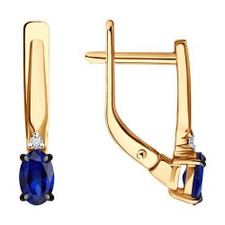 Cercei din aur roșu cu pietre Diamant, Safir